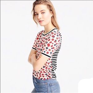 J. Crew Wool Rasberry Short Sleeve Sweater